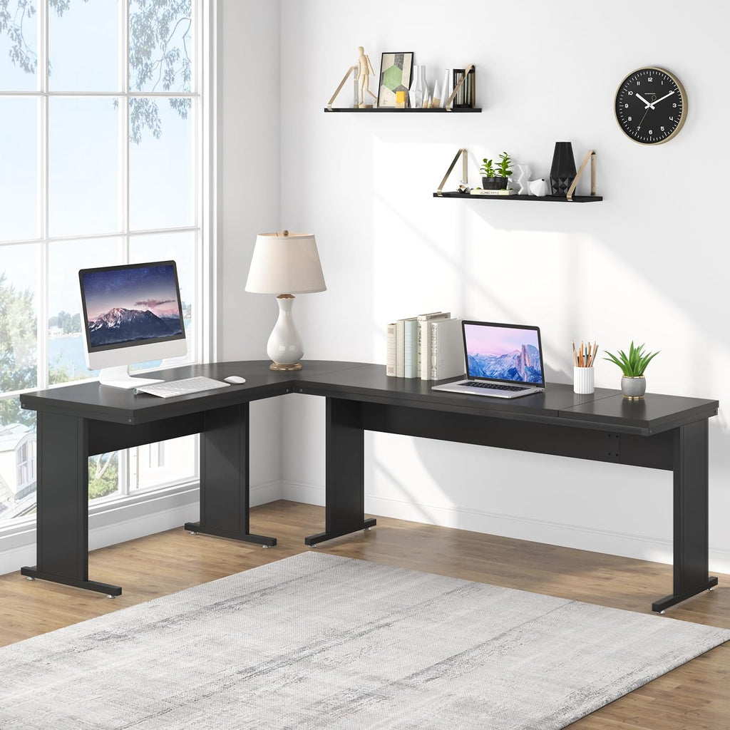 Tribesigns 83-Inch Large L Shaped Desk, Reversible Executive Office Desk, Modern Corner Computer Table Business Workstation for Home Office, Black