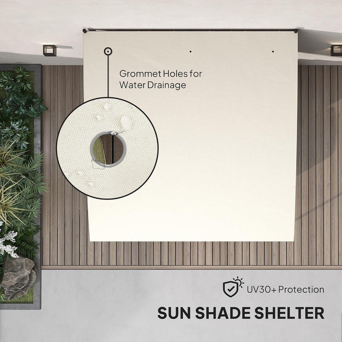 Outsunny 10' x 10' Outdoor Pergola Gazebo with UV-Resistant Canopy and Metal Frame, Sun Shade Shelter for Porch, Patio, Deck, Backyard, Cream White
