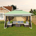 Canopy Tent 13x13 ft, Pop Up Gazebo One-Push Setup with 4 SandBags for Backyard Parties and BBQs, Mosquito Netting & Height Adjustable - Olive Green