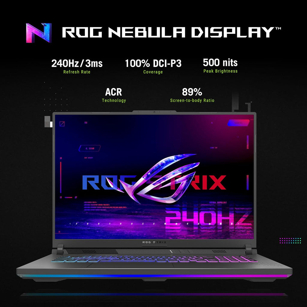 ASUS ROG Strix G18 ROG Nebula Display 2.5K 240Hz 3ms 18' Gaming Laptop AMD Ryzen 9 8940HX 16GB RAM 1TB SSD NVIDIA GeForce RTX 5070 Eclipse Grey