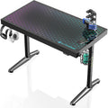 EUREKA ERGONOMIC RGB LED Gaming Desk, Music Sync Lights Up Tempered Glass Desktop, 43' GTG I43 Home Office Computer Table W Controller Rack 4 USB Charging Ports, APP Control