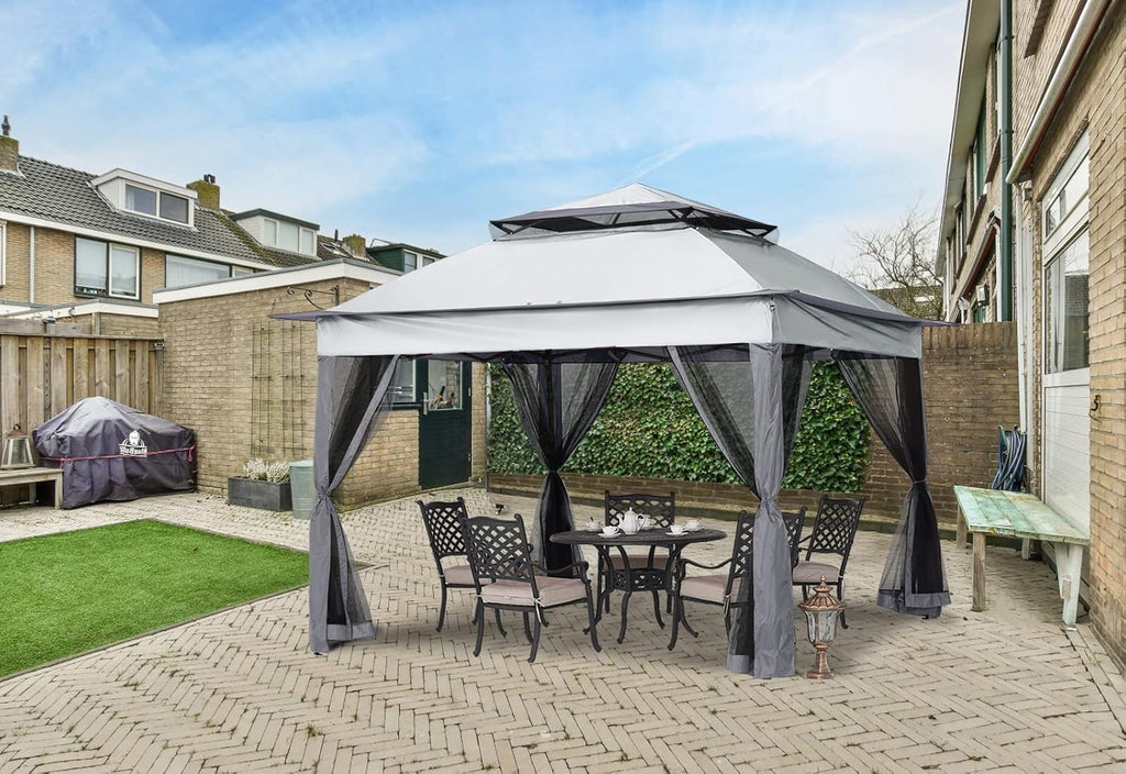 MASTERCANOPY Patio Gazebo Outdoor Pop Up Gazebo with Mesh Walls (11x11,Dark Gray)