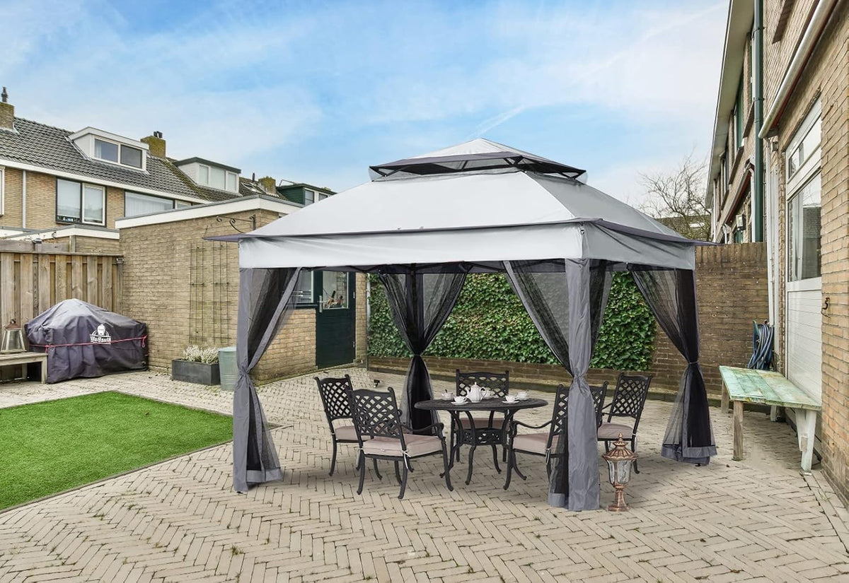 MASTERCANOPY Patio Gazebo Outdoor Pop Up Gazebo with Mesh Walls (11x11,Dark Gray)