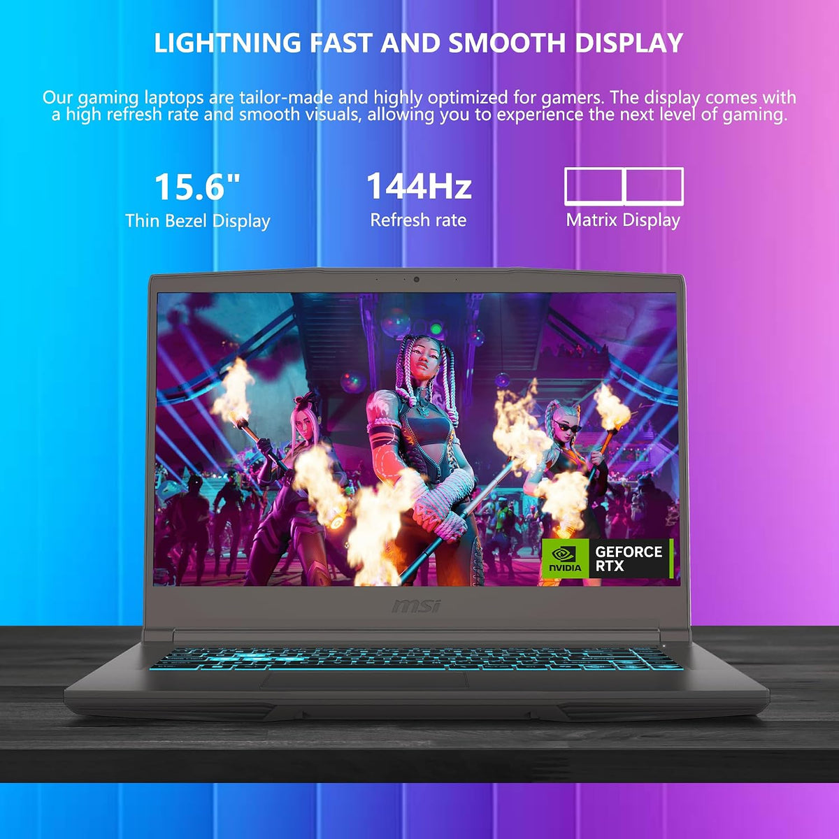 msi Thin 15 Gaming Laptop | 15.6' FHD IPS 144Hz | Intel 8-Core i5-13420H (> i7-12650H) | 32GB RAM 1TB SSD | GeForce RTX 4050 6GB | Type-C Backlit Keyboard Wi-Fi 6E Win11 w/DLCA Accessory