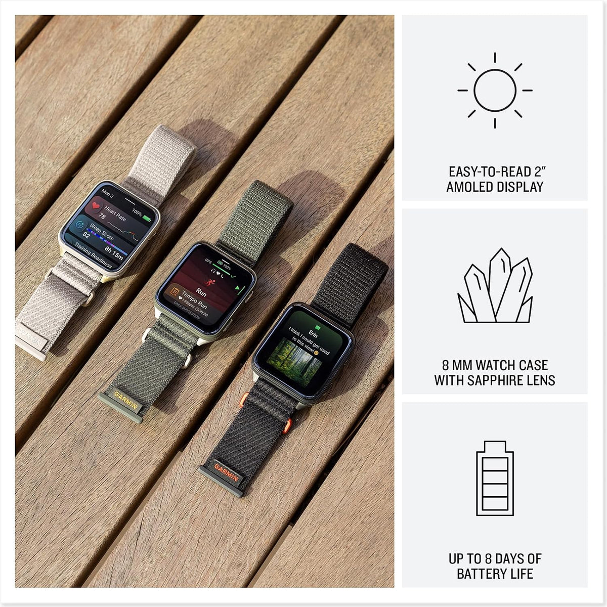 Garmin® Venu® X1, Thin and Lightweight GPS Smartwatch, AMOLED Display, Advanced Health and Fitness Features, Soft Gold with Titanium Caseback and French Gray ComfortFit Nylon Band