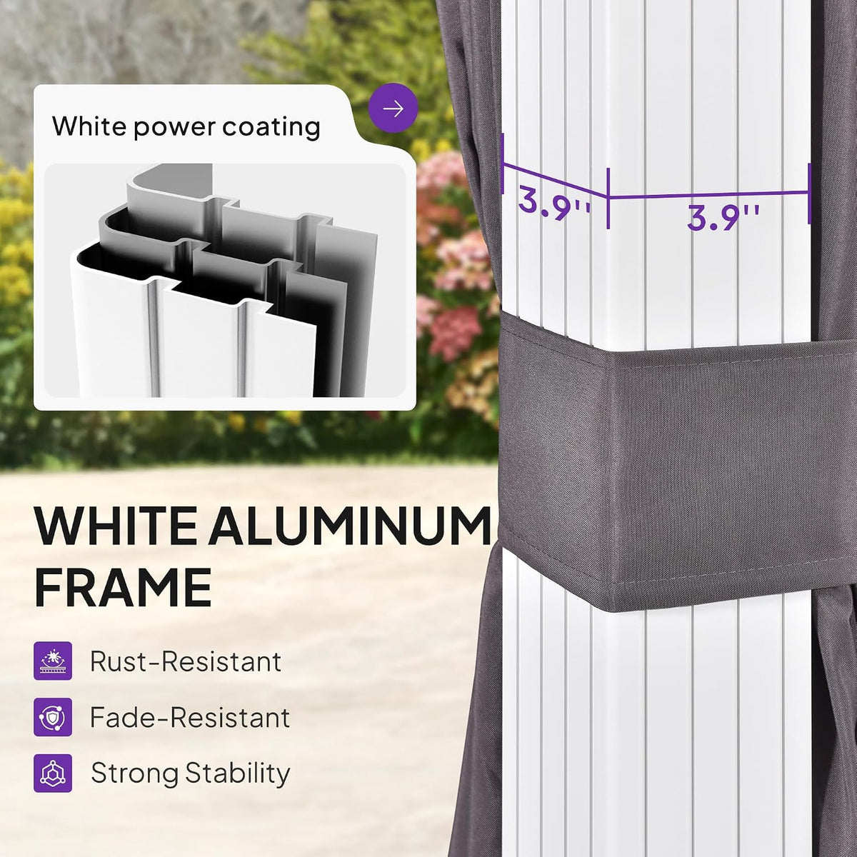 PURPLE LEAF 10' X 20' Hardtop Gazebo Metal Double Roof White Aluminum Frame Outdoor Heavy Duty Gazebo with Curtain and Netting for Patio Garden and Backyard, Grey
