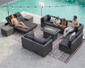 NICESOUL 13 Piece Patio Furniture Set with Fire Pit, 29.3'' High Back Outdoor Patio Set with Fire Pit & Chaise Lounge, Large Modular Outdoor Grey Wicker Sofa 500 lbs Heavy Duty for Deck, Pool