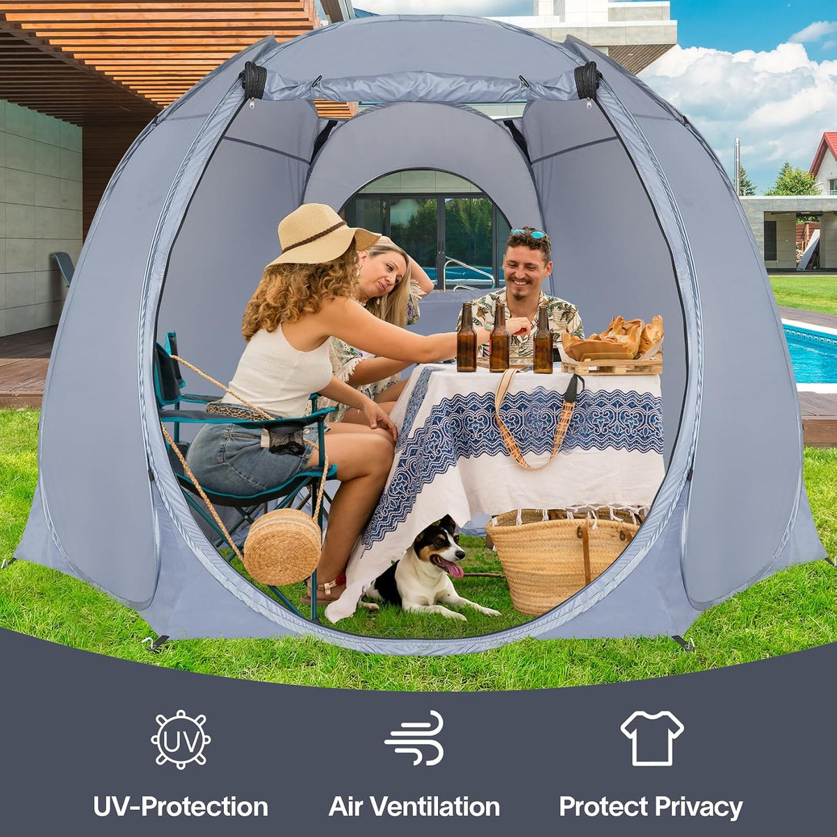 Alvantor® Pop Up Screen Tent House Room Instant Outdoor Camping Canopy Sun Shelter Gazebo for Patio, Backyard & Deck, Privacy Tent(2-10 People, 8'x8' 10'x10' 12'x12')