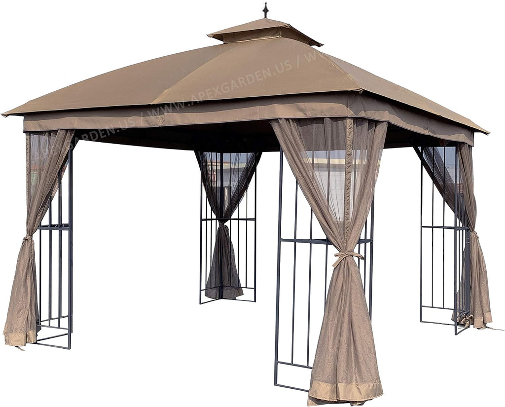 Canopy Top for Garden Treasures 10 ft x 10 ft Brown Metal Square Semi- Gazebo Model #L-GZ038PST-F (Tan) (FABRIC TOP ONLY)