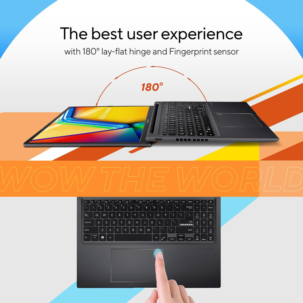 ASUS Vivobook 16 Laptop, 16' WUXGA 1920X1200 16:10 Display, AMD Ryzen™ 5 5625U CPU, AMD Radeon™ Graphics, 8GB RAM, 512GB SSD, Fingerprint Sensor, Windows 11 Home, Indie Black, M1605YA-EH54