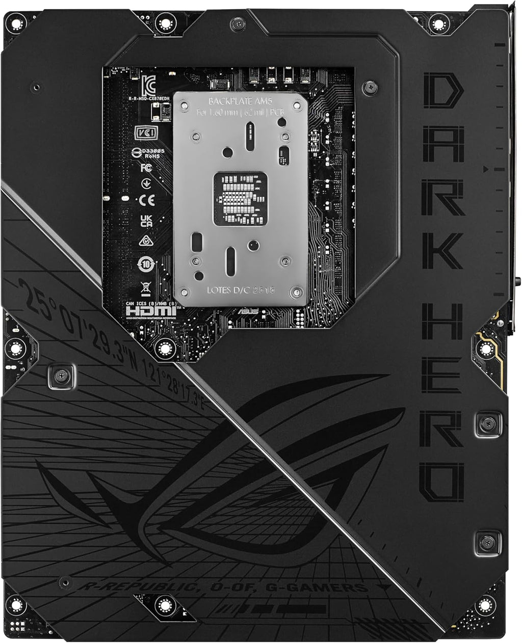 ASUS ROG Crosshair X870E Dark Hero ATX Motherboard, 20+2+2 Power Stages, DDR5 Slots, PCIe® 5.0, Five M.2 Slots, 3D VC M.2 heatsink, USB4®, AI Cache Boost, PCIe Slot Q-Release, AIO Q-Connector