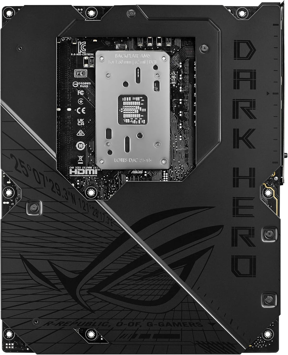 ASUS ROG Crosshair X870E Dark Hero ATX Motherboard, 20+2+2 Power Stages, DDR5 Slots, PCIe® 5.0, Five M.2 Slots, 3D VC M.2 heatsink, USB4®, AI Cache Boost, PCIe Slot Q-Release, AIO Q-Connector
