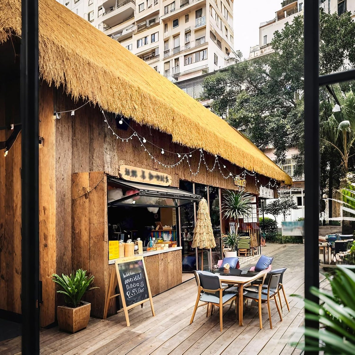 Synthetic Thatch Grass Roof, Artificial Thatch Roofing, Synthetic Palm Straw Rolls, Simulated Fake Straw Roofing Cover, Faux Thatch Roofing For Bar Garden Pavilion Roof Decoration(0.5x15m(19.7x590.6in