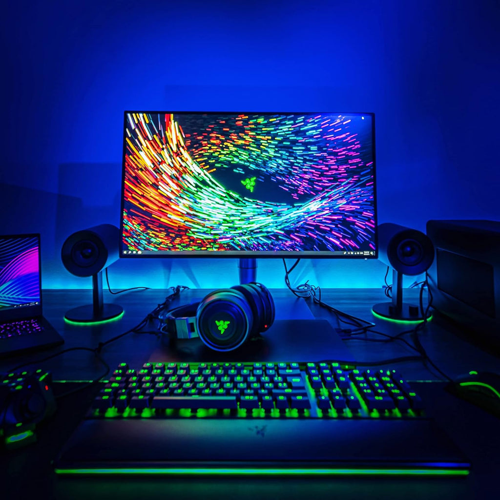 Razer Nommo Chroma: Custom Woven 3' Glass Fiber Drivers - Rear-Facing Bass Ports - Bass Knob w/Automatic Gain Control Chroma Enabled - Full Range 2.0 PC Gaming Speakers, Black