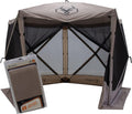 Gazelle Tents™ G5 5-Sided Portable Gazebo with TriTech Mesh, Pop-Up Hub Screen Tent, Waterproof, UV Resistant, 4-Person & Table, Desert Sand, 85' x 115' x 106', GK913, Includes 3 Pack of Wind Panels