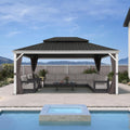 PURPLE LEAF 13' X 17' Hardtop Gazebo with Double Galvanized Steel Roof Awning and Upgrade Curtain for Patio Lawn and Garden, Grey