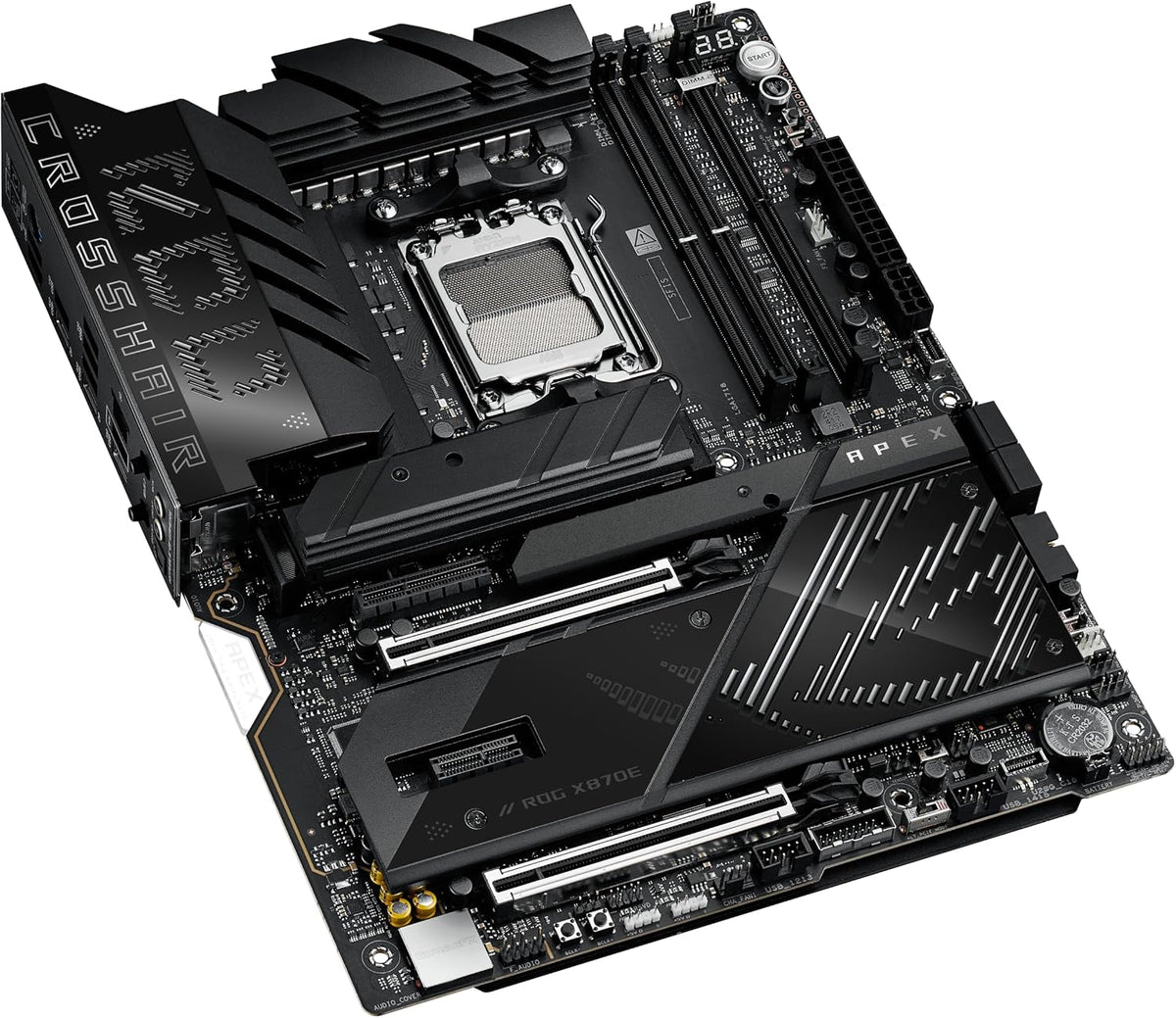 ASUS ROG Crosshair X870E APEX AMD X870E AM5 ATX Motherboard, Advanced AI PC-Ready, 18+2+2 Stages, DDR5, ROG Memory Fan, ROG DIMM.2 Card, Wi-Fi 7, 5G LAN, 3X M.2, PCIe® 5.0, USB4®, USB Type-C®, AI OC