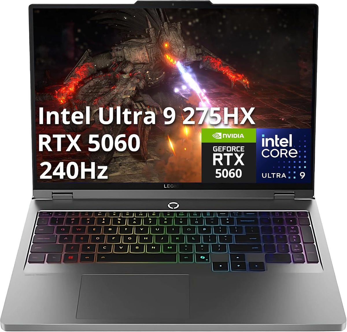 Lenovo Legion 5 16' WQXGA 240Hz Gaming Laptop, Intel Ultra 9 275HX, NVIDIA GeForce RTX 5060, 16GB DDR5, 2TB Storage (1TB SSD+1TB Docking Station Set), 24-Zone RGB Backlit Keyboard, Win 11, Gray