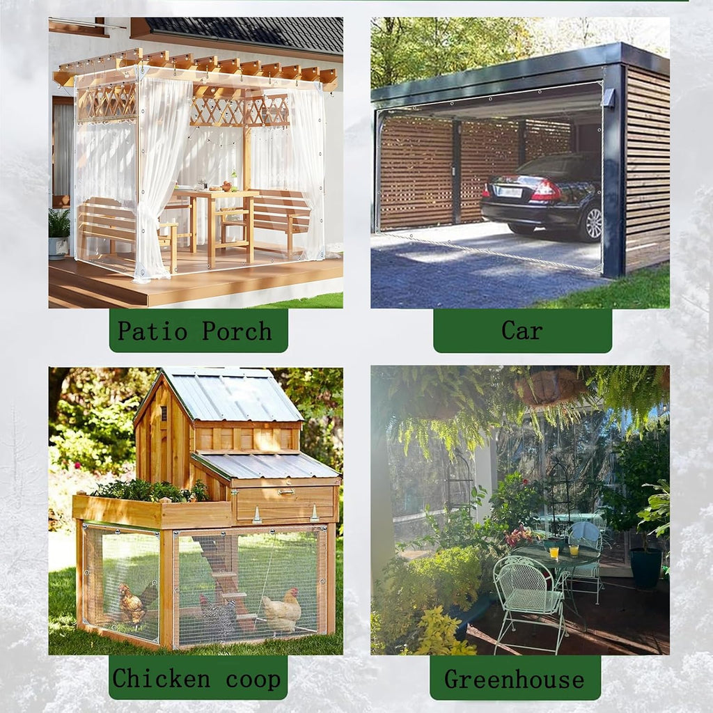 8ft x 18.5ft Clear Tarp Heavy Duty Waterproof for Patio Winterizing - 14 mil Anti-Tear Snowproof & Windproof Clear Plastic Tarps with Grommets for Winter Garden Patio Enclosure Chicken Coop