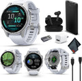 Garmin Fenix 8 43MM AMOLED Premium Multisport GPS Smartwatch Silver with Whitestone Silicone Band, Built-in LED Flashlight, Fitness & Health Smart Watch Bundle for Men & Women