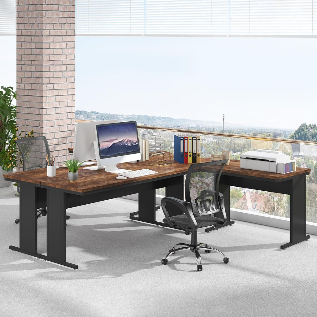 Tribesigns 83-Inch Large L Shaped Desk, Reversible Executive Office Desk, Modern Corner Computer Table Business Workstation for Home Office (Brown)