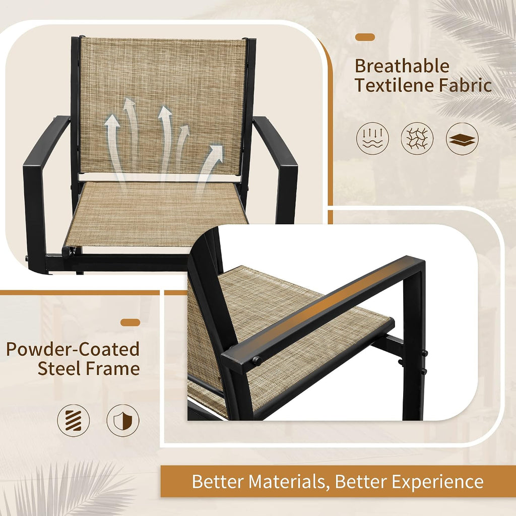 Flamaker 4 Pieces Patio Furniture Outdoor Furniture Set Textilene Bistro Set Modern Conversation Set Black Bistro Set with Loveseat Tea Table for Home, Lawn and Balcony (Yellow)