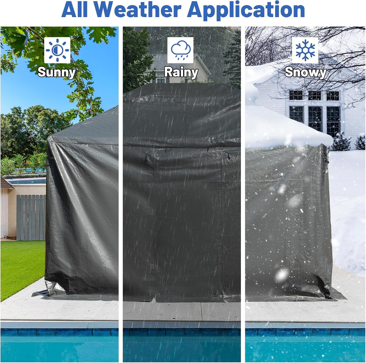 10 x 10 FT Outdoor Gazebo Cover for Hardtop Gazebos, Universal Winter Gazebos Cover with Sidewalls and Mesh Window, All-Season Used - Grey(Gazebo Not Included)