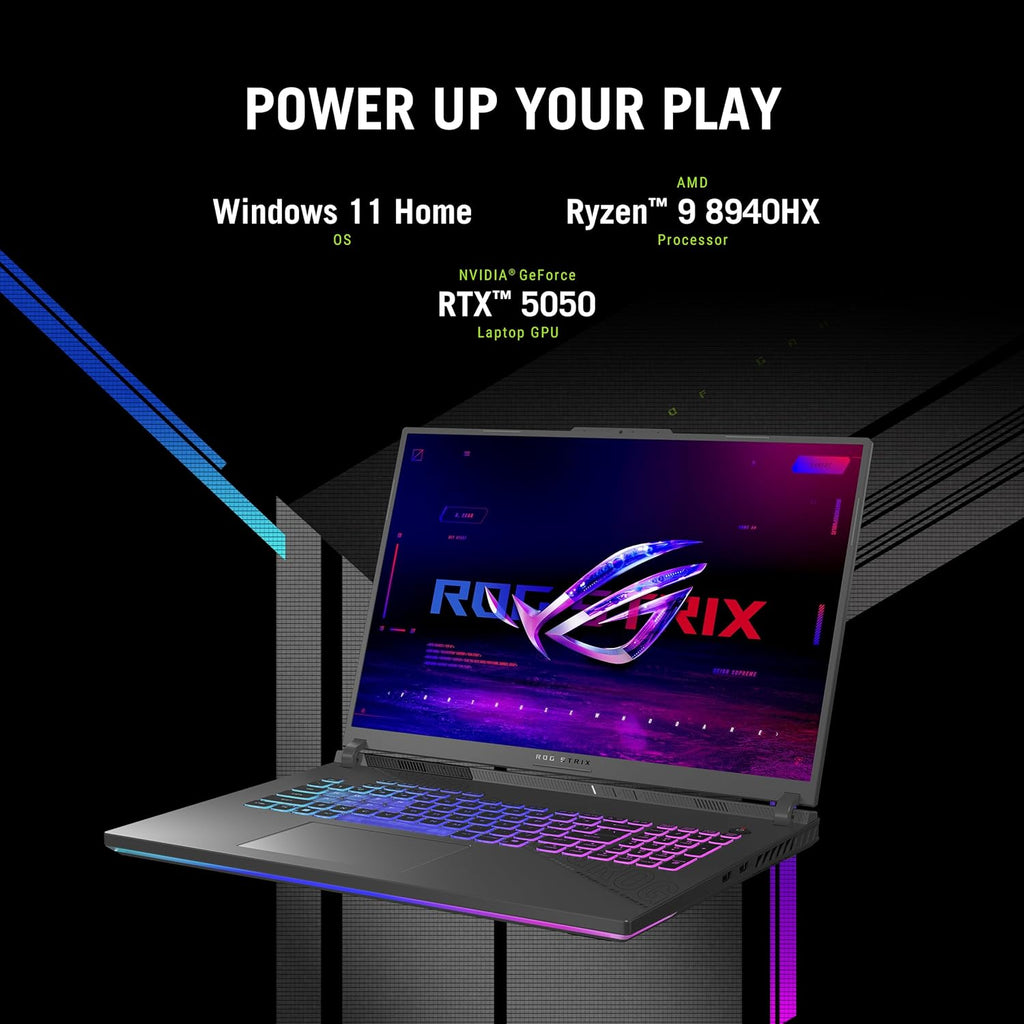 ASUS ROG Strix G18 (2025) Gaming Laptop, 18' ROG FHD+ 16:10 144Hz, NVIDIA® GeForce RTX™ 5050, AMD Ryzen™ 9 8940HX Mobile Processor, 16GB DDR5-5200Mhz, 1TB SSD, Wi-Fi 6E, Wind 11 Home