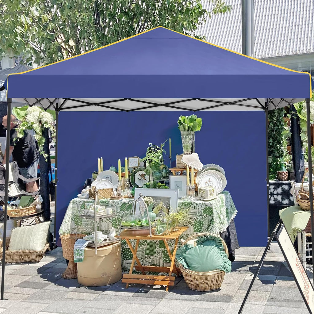 COBIZI 10x10 Pop Up Canopy Tent with 4 Removable Sidewalls 2.0, Waterproof Commercial Instant Gazebo Outdoor Tents for Party/Exhibition/Picnic with Carry Bag,4 Stakes & Ropes (Deep Blue)