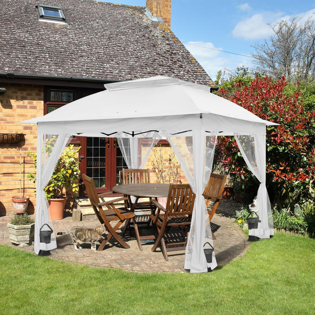 COOS BAY 11x11 Pop Up Gazebo with Mesh Netting, Instant Outdoor Canopy Tent, Water Resistant Shelter with UPF 50+ UV Protection, 121 Sq Ft Coverage, White