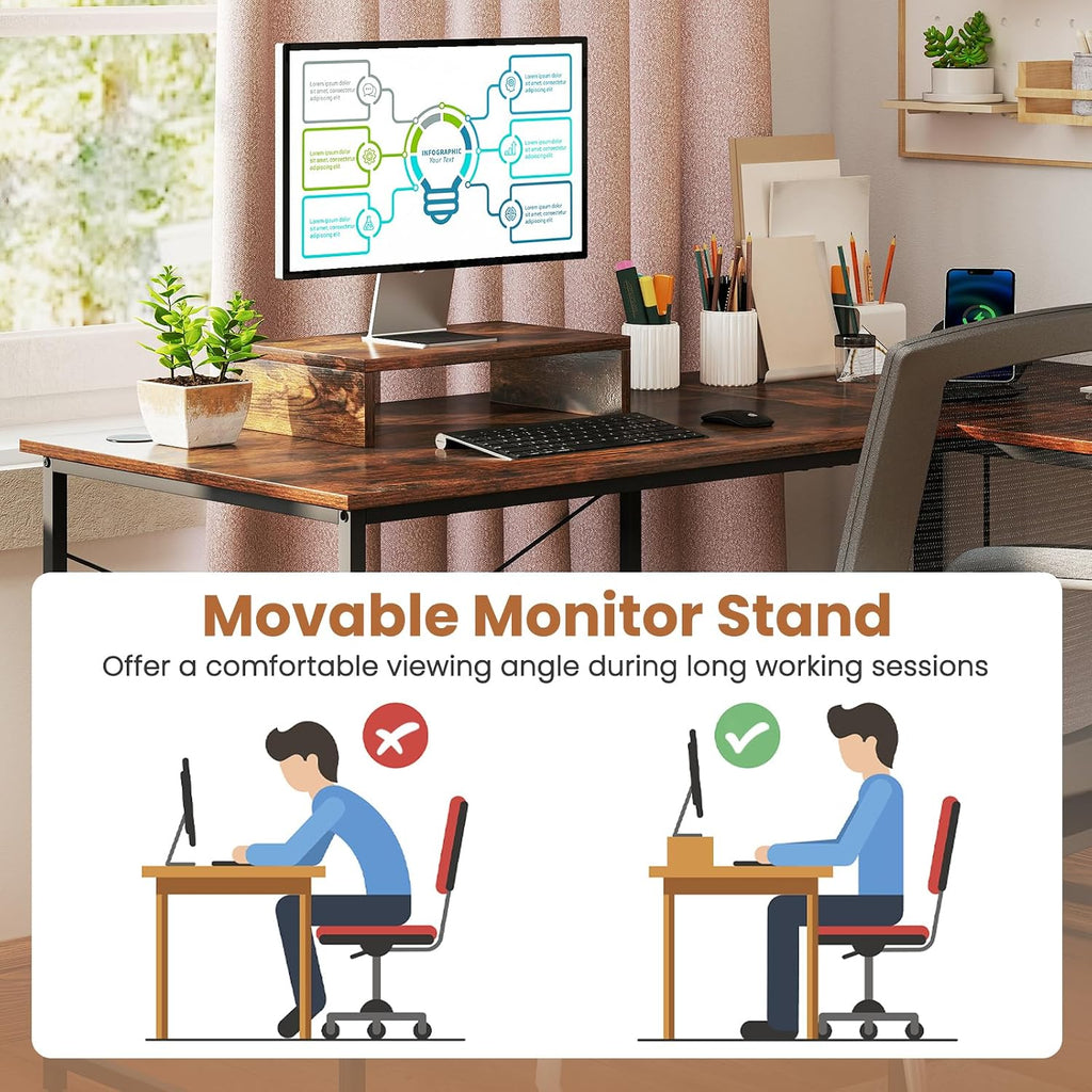 Tangkula L-Shaped Computer Desk with Power Outlets, 95' Long 2-Person Desk with Monitor Shelf, Modern Corner Desk Gaming Table with USB Ports for Home Office