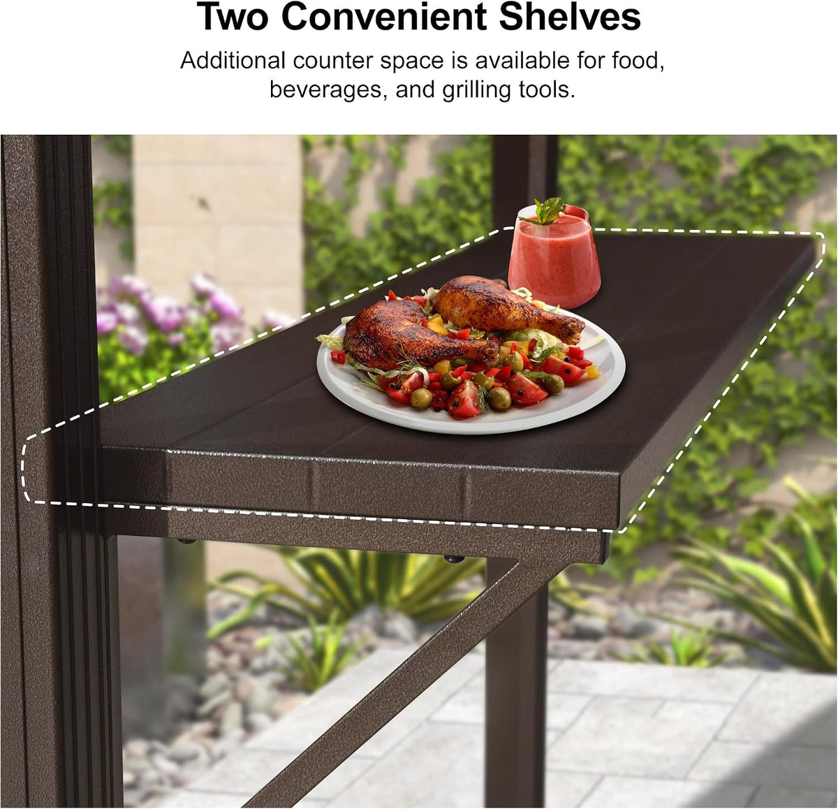 PURPLE LEAF 6' X 8' Hardtop Grill Gazebo for Patio Permanent Metal Roof with 2 Side Shelves Deck Yard Tent Aluminum Garden Outside Sun Shade Outdoor BBQ Canopy