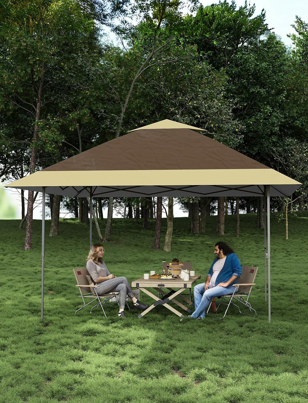 Garvee 12x12 ft Pop Up Gazebo,Canopy Tent on Clearance,Outdoor Patio Gazebo,Tent for Party,Wedding,Outdoor Dining,Backyard(Khaki+Light Khaki)