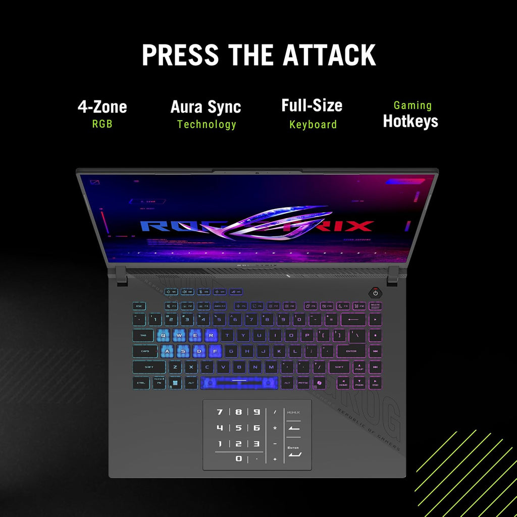 ASUS ROG Strix G16 (2025) Gaming Laptop, 16' ROG Nebula 16:10 2.5K 240Hz/3ms, NVIDIA® GeForce RTX™ 5070, AMD Ryzen™ 9 9955HX Processor, 32GB DDR5-5600, 1TB PCIe Gen 4 SSD, Wi-Fi 6E, Windows 11 Home