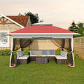 Canopy Tent 13x13 ft, Pop Up Gazebo One-Push Setup with 4 SandBags for Backyard Parties and BBQs, Mosquito Netting & Height Adjustable - Red