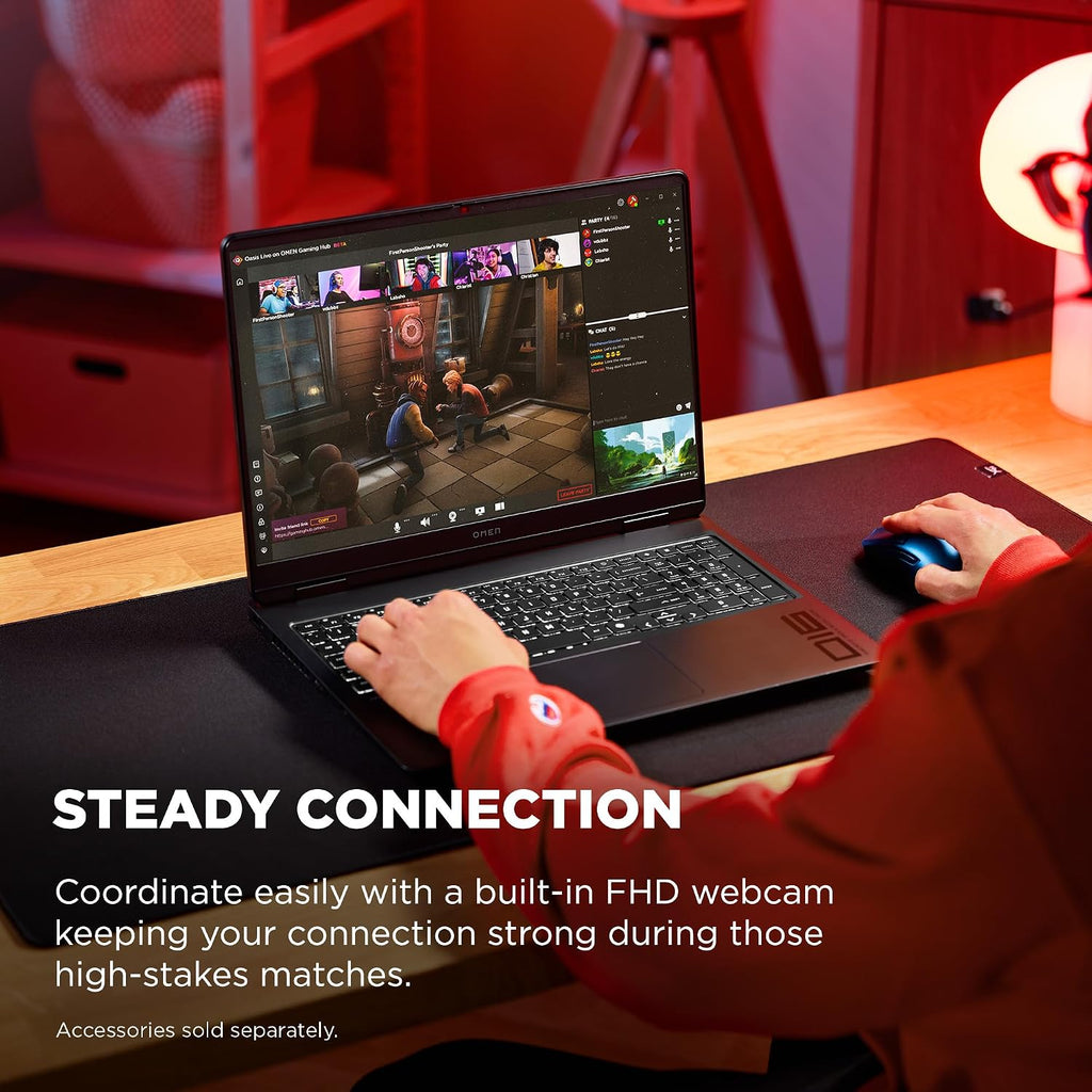 HP OMEN 16 inch Slim Gaming Laptop, 2K 165Hz Display, Intel Core Ultra 7-255H, 16 GB RAM, 512 GB SSD, NVIDIA GeForce RTX 5060 GPU (8 GB Dedicated), Windows 11 Home, Shadow Black, 16-an0000nr