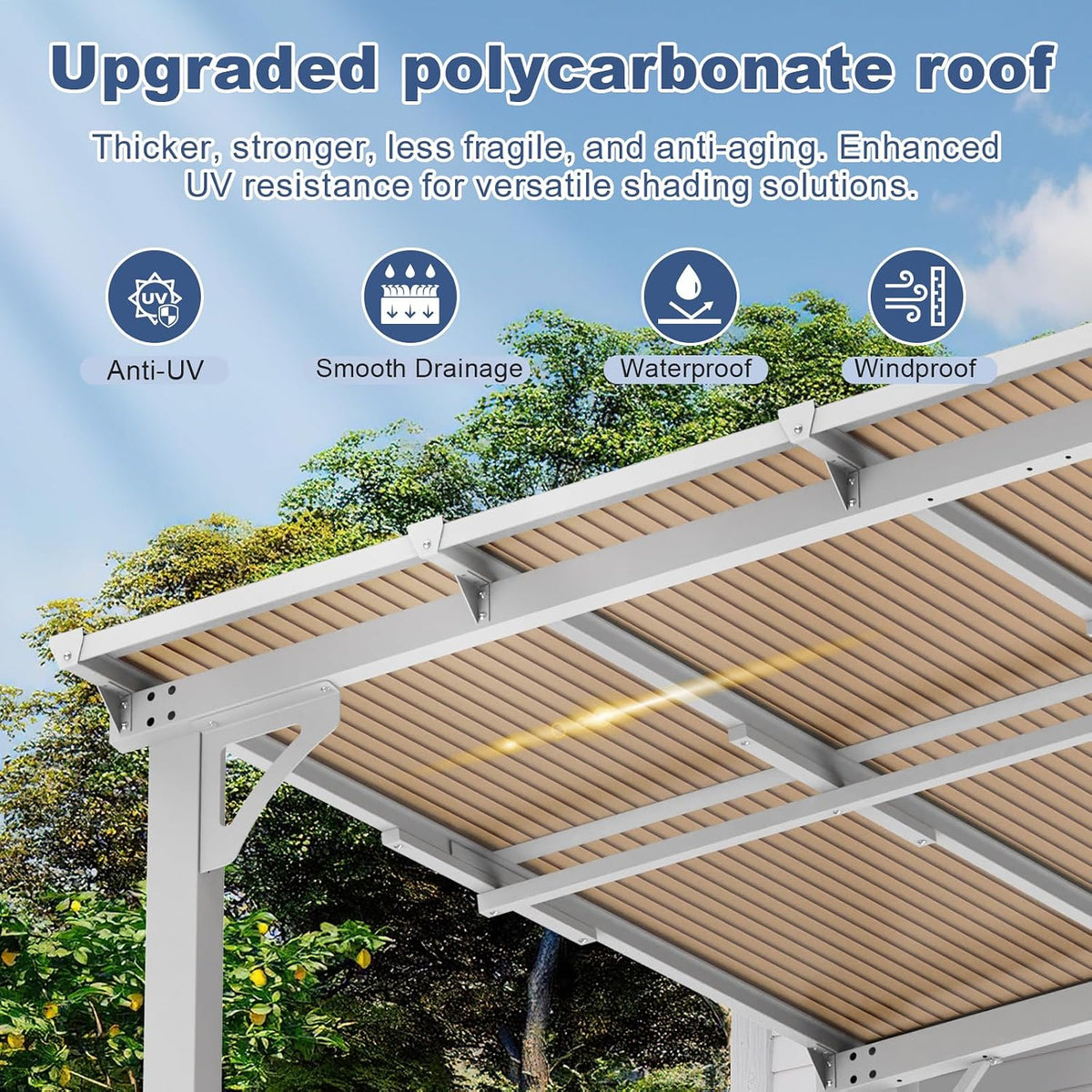 MEISSALIVVE 8' x 5' Gazebo Outdoor Pergola for Patio, Small Wall Mounted Lean to Metal Awnings with Sloped Roof, Heavy Duty Awnings for Patio, Decks, Backyard, White