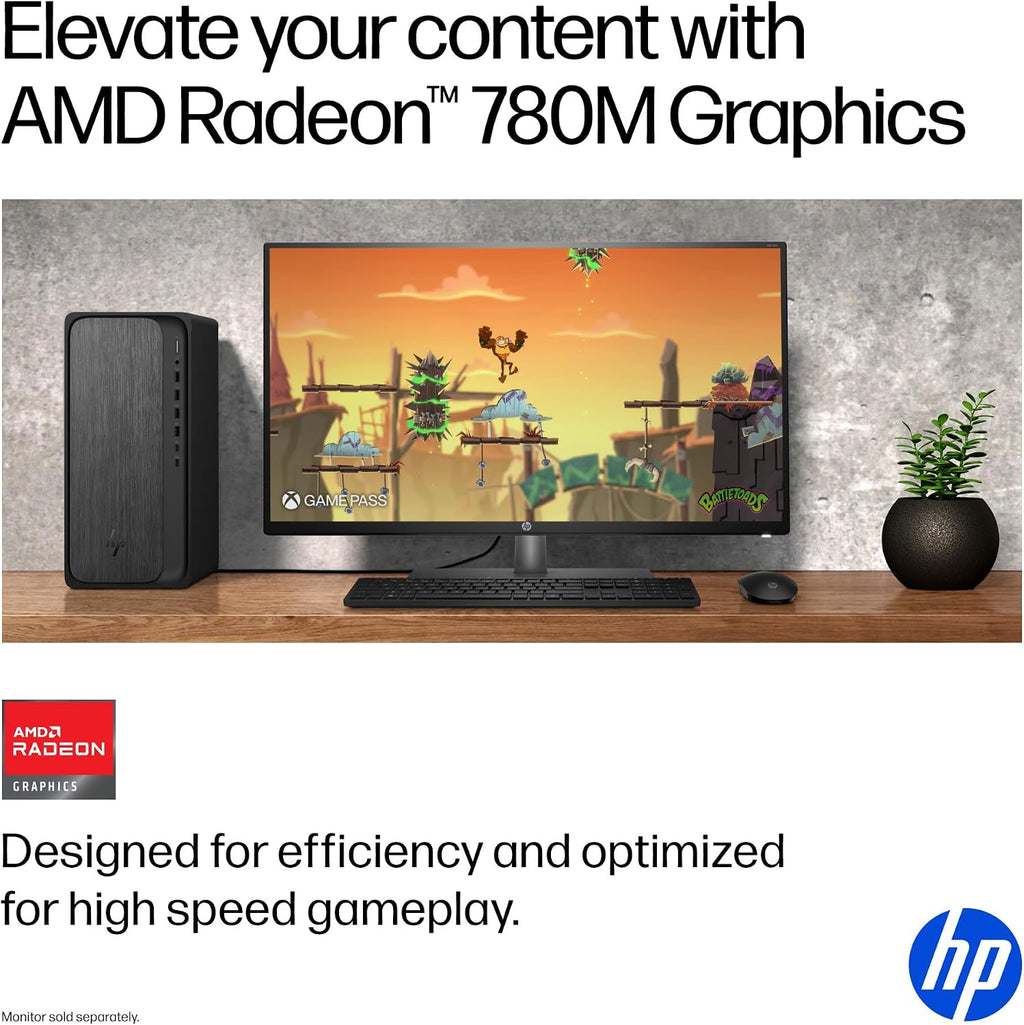 HP OmniDesk (Next-gen Envy) Tower Desktop Computer, AMD 6-Core Ryzen 7 8700G, 64GB DDR5, 1TB SSD, WiFi 6, Bluetooth 5.4, Dual 4K Support, Radeon 740M Graphics