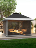 KYBOLT 13x13 Pop Up Gazebo Outdoor Canopy Shelter with Mosquito Netting 4 Stanbags Instant Gazebo Tent for Lawn, Garden, Backyard Deck (Charcoal Gray + Light Gray)