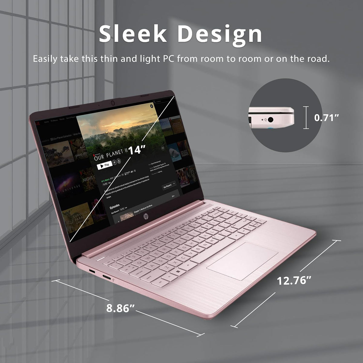 HP Stream 14' HD BrightView Laptop, Intel Celeron N4120 Processor, 16GB RAM, 64GB SSD, Intel UHD Graphics, 720p Webcam, WiFi, HDMI, Win 11 S, Pink (Renewed)