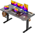 Huuger 55 x 28 Large Electric Standing Desk, Height Adjustable Desk, 27.6' Deep Desktop, Stand up Gaming Computer Office Desk with 2 Hooks, 3 Preset Heights, for Home Office, Grey