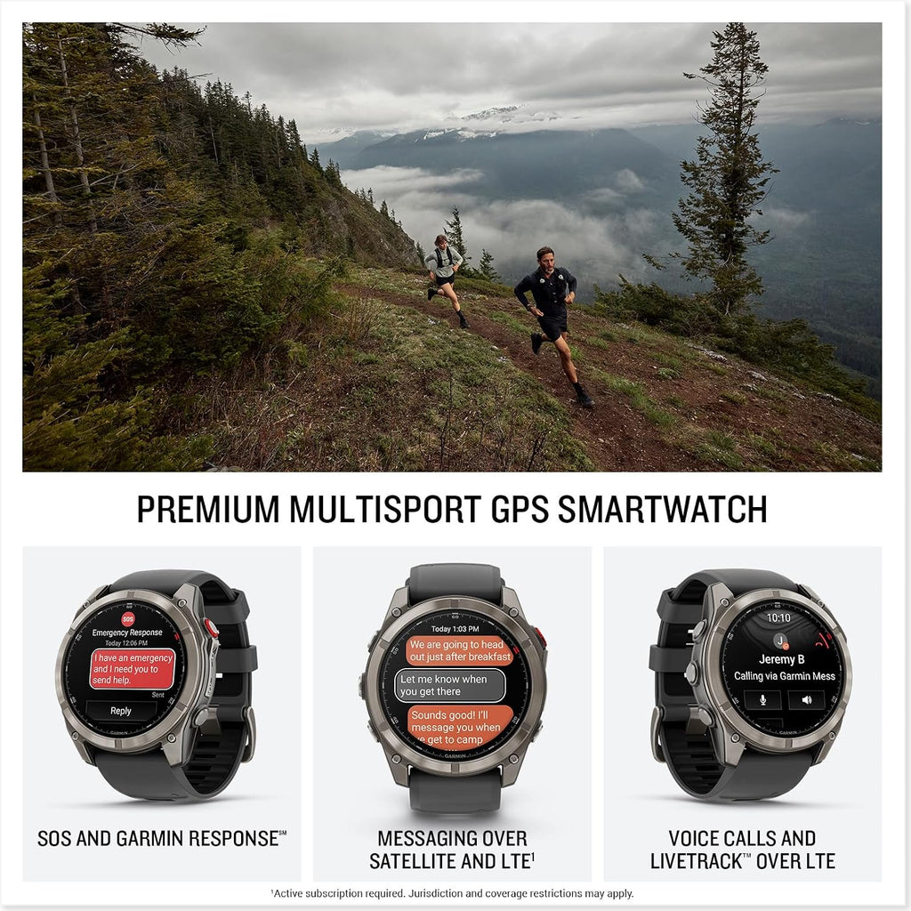 Garmin Fenix 8 Pro, 51mm, AMOLED Display, inReach Technology, Premium Connected Multisport Fitness Tracker GPS Smartwatch, Sapphire Titanium with Graphite/Black Silicone Band