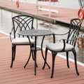 3 Piece Patio Bistro Set with Cushions, Outdoor Bistro Table and Chairs Set of 2 with Umbrella Holes, All Weather Bistro Table Set for Garden Porch Pools