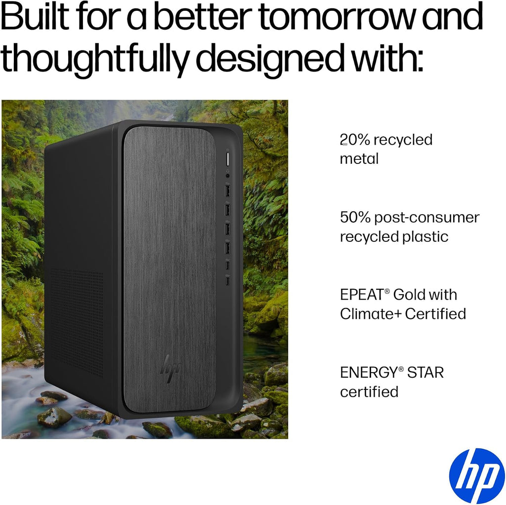 HP OmniDesk (Next-gen Envy) Tower Desktop Computer, AMD 6-Core Ryzen 7 8700G, 64GB DDR5, 1TB SSD, WiFi 6, Bluetooth 5.4, Dual 4K Support, Radeon 740M Graphics