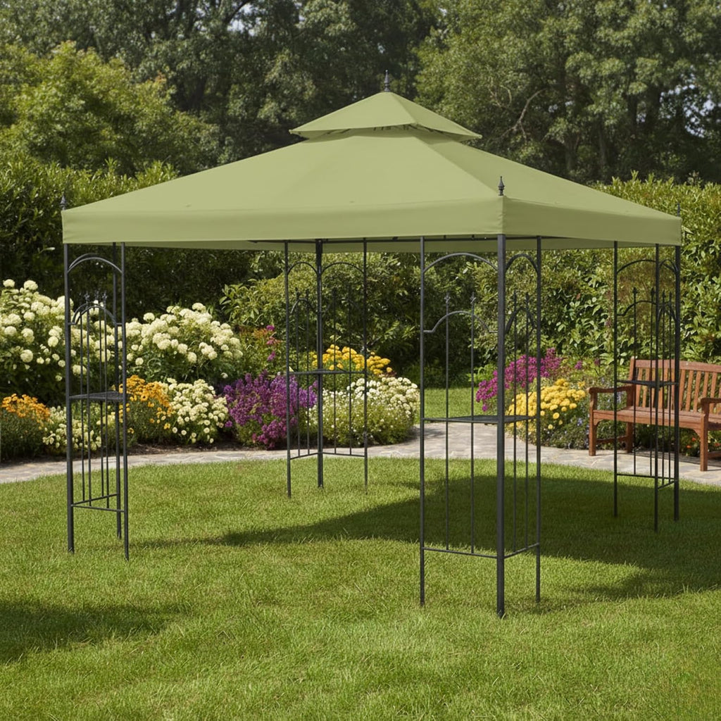 Garden Winds Reinforced RipLock 350 Replacement Canopy Top Cover Compatible with Arrow 10' x 10' Gazebo Models 61821, HD-61821, 618221, 618221-C, GGHL00019 - Sage