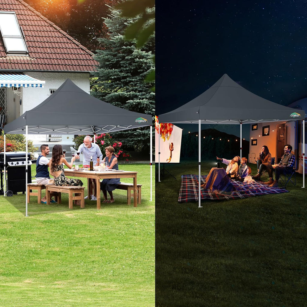 COBIZI 10x10 Pop Up Canopy with 4 Sidewalls, Canopy Tent 10x10 for Parties, Backyard, Commercial, Waterproof and Portable Instant Shelter UV50+ Outdoor Gazebo with 4 Sandbags(Light Gray)
