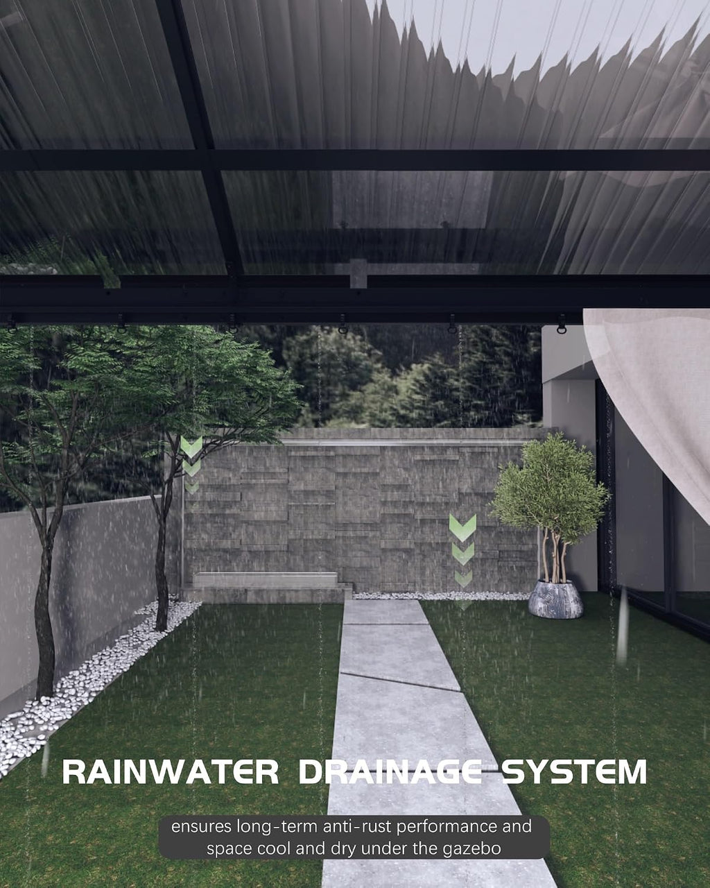 GarveeLife Hardtop Gazebo 12 ft x16 ft for All Weather, Double Polycarbonate Sheets Roof, Aluminum Alloy Frame, Net, and Curtain, Permanent Building for Patio, Deck, Backyard, Lawn, and Garden