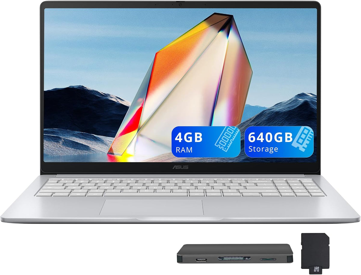 ASUS Chromebook CX15 15.6' FHD IPS Laptop, Intel Celeron N4500, 4GB RAM, 640GB Storage (128GB eMMC+512GB Docking Station Set), Intel UHD Graphics, Number Pad, Webcam, WiFi 6, Chrome OS, Pure Gray