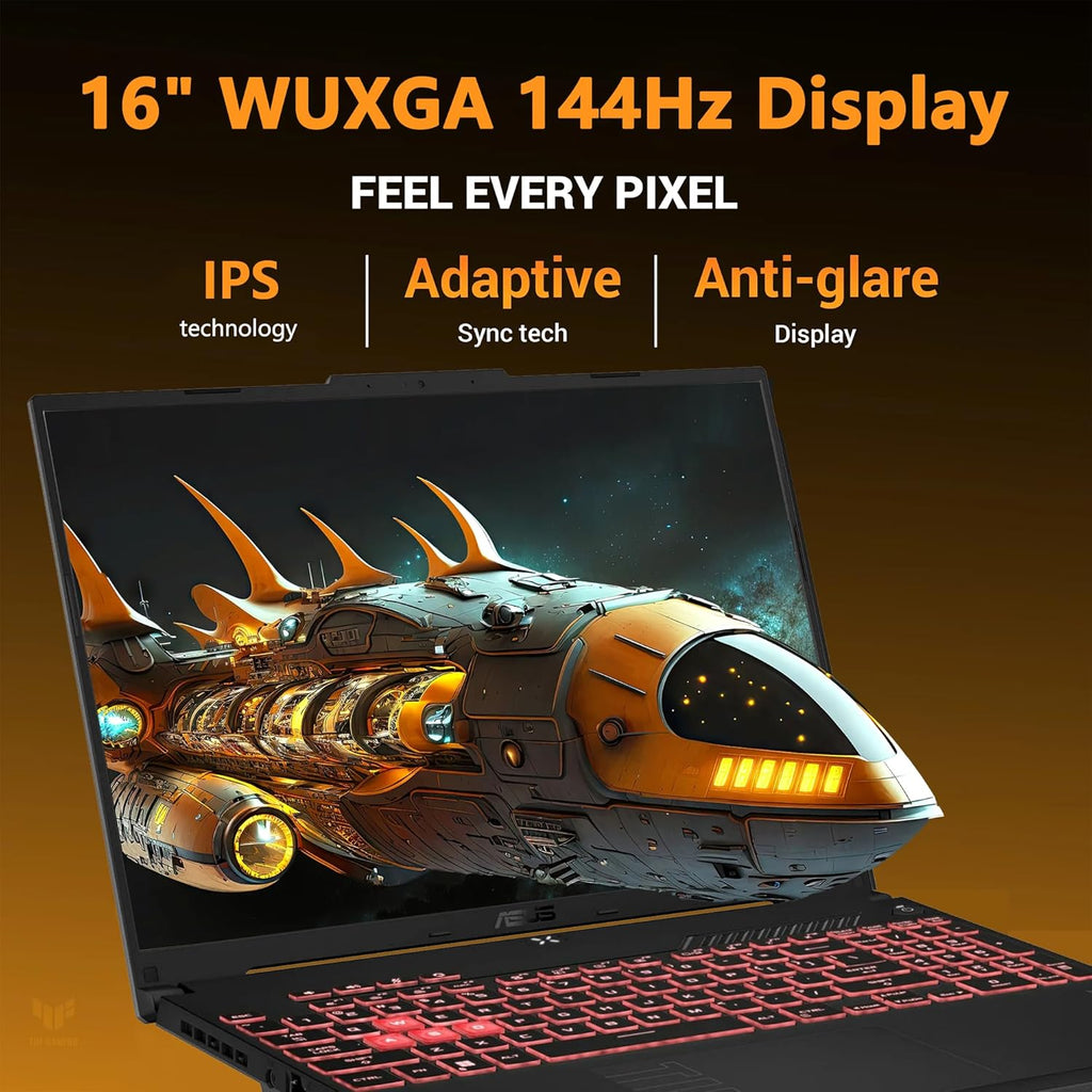 ASUS TUF A16 Gaming Laptop | 16' WUXGA IPS 144Hz | AMD 6-Core Ryzen 7 7445HS | 16GB DDR5 512GB SSD | NVIDIA GeForce RTX 4050 (194 AI Tops) | Backlit Keyboard USB 4 Wi-Fi 6 Win11 w/DLCA Accessory