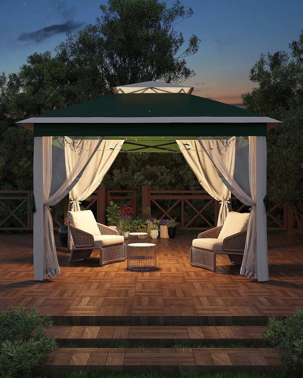 Garveelife 11x11 Pop Up Gazebo Tent with Mosquito Netting, Outdoor Canopy Shelter Easy Setup, Water & UV Resistant - Green